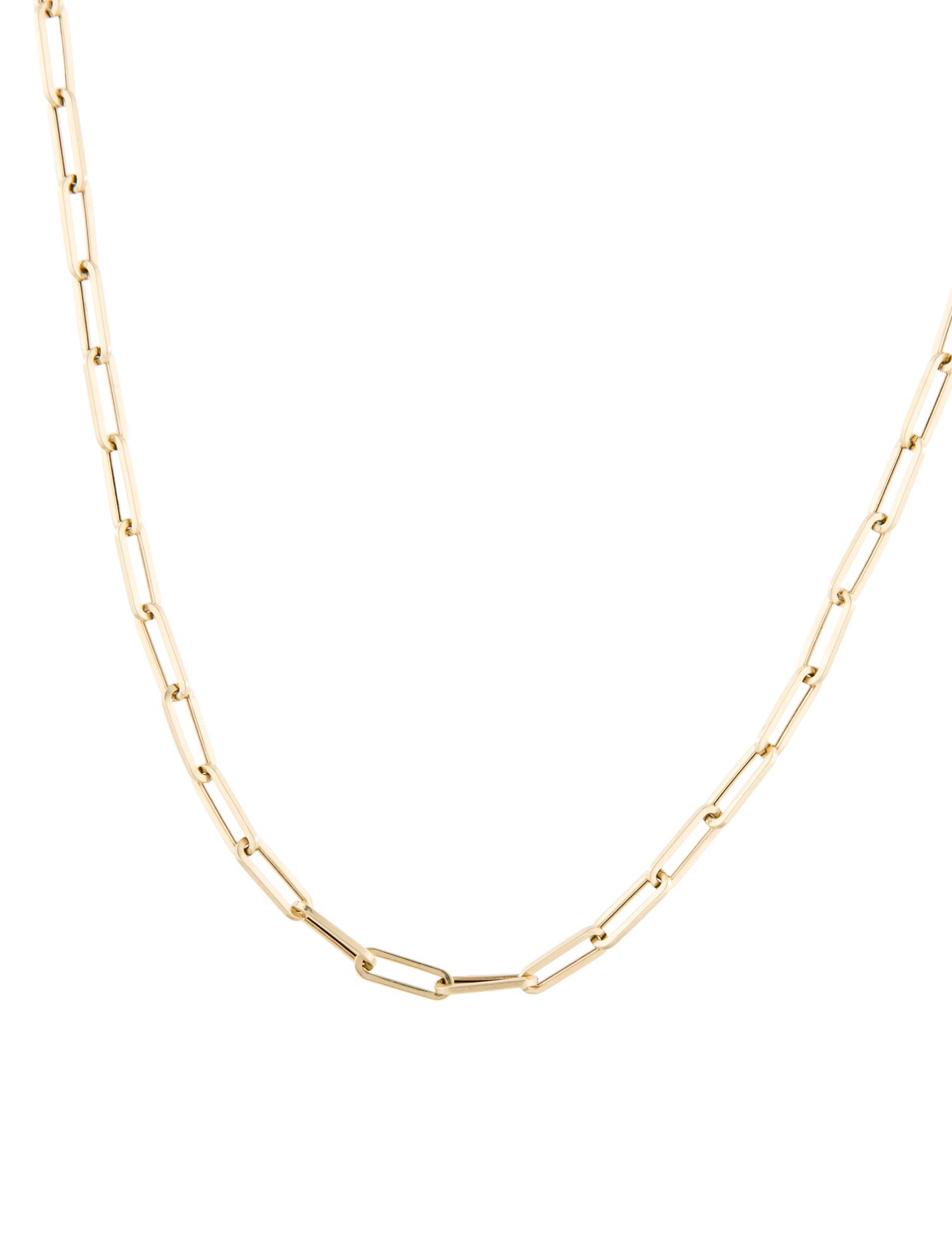 Necklace 14K Hollow Paperclip Link Chain Necklace
